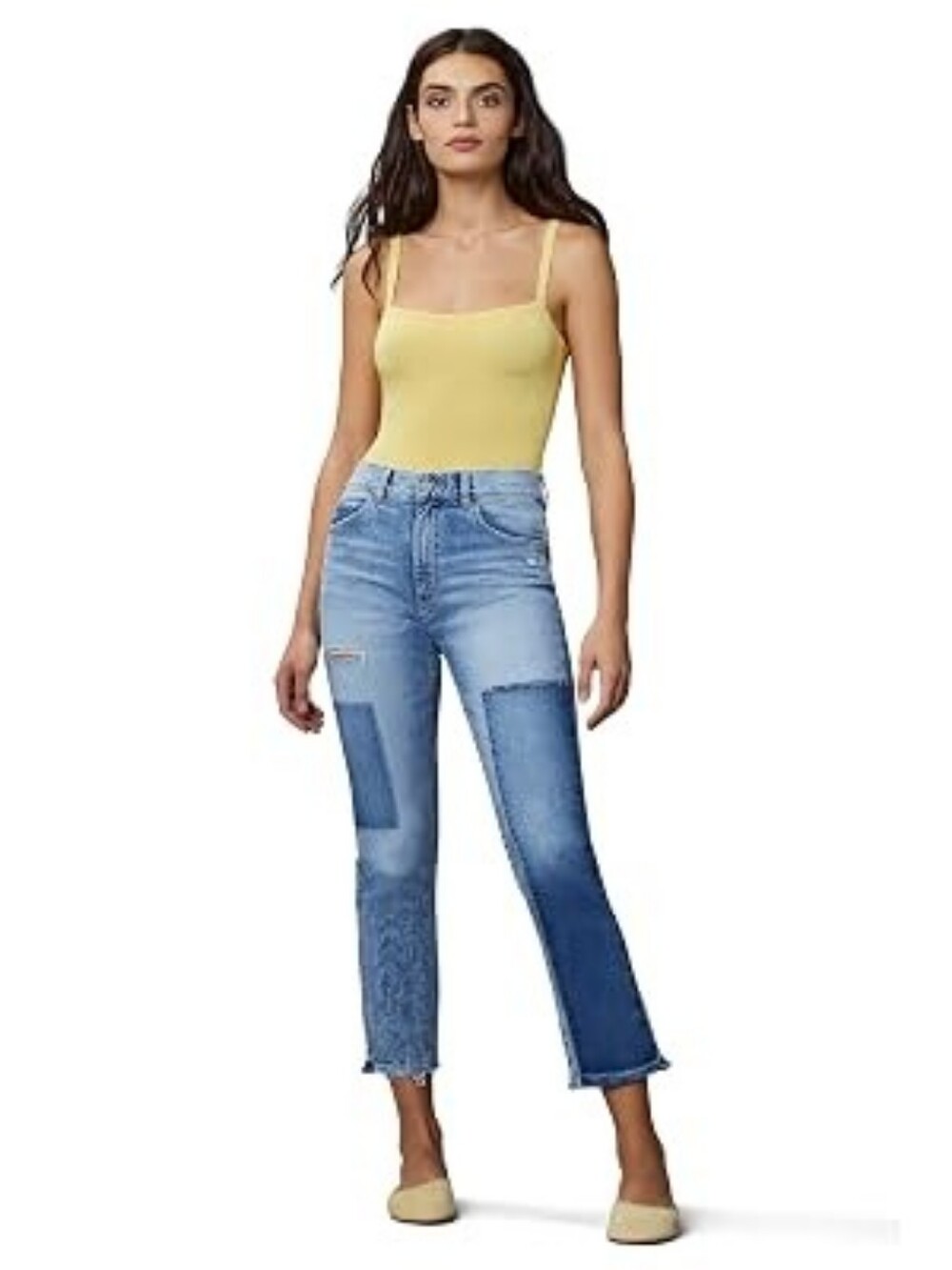 DL1961 Patti High Rise Vintage Straight Ankle Jeans Light Patchwork NWT Size 25